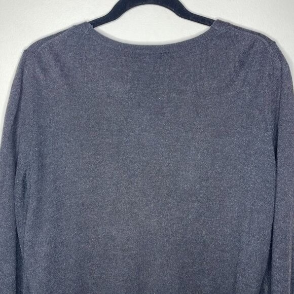 Gap Size S Charcoal Gray Cashmere Blend Embellished Rhinestone Brooch Cardigan - Picture 9 of 10